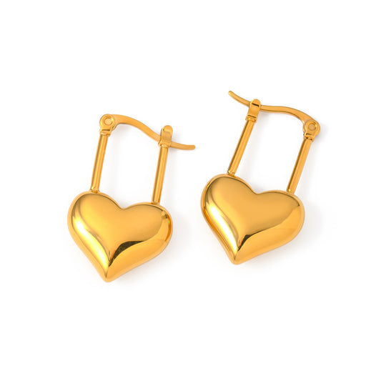 18K Heart Drop Earrings