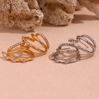 18K Triple CZ Open Statement Hoops