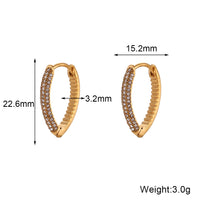 18K V-shape Zircon Huggie Earrings