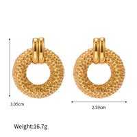 18K Vintage Textured Round Drop Earrings