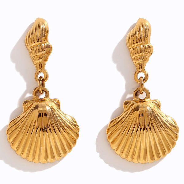 18K Scallop Shell Statement Earrings