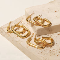 18K Geometric Peridot Open Rectangle Hoops