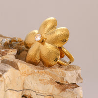 18K Flower CZ Statement Ring