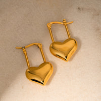 18K Heart Drop Earrings