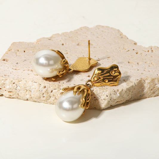 18K Statement Baroque Drop Pearl Earrings