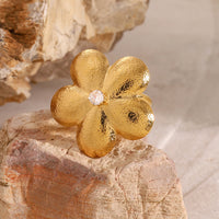 18K Flower CZ Statement Ring