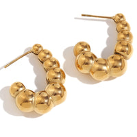 18K J Beaded Hollow Earrings