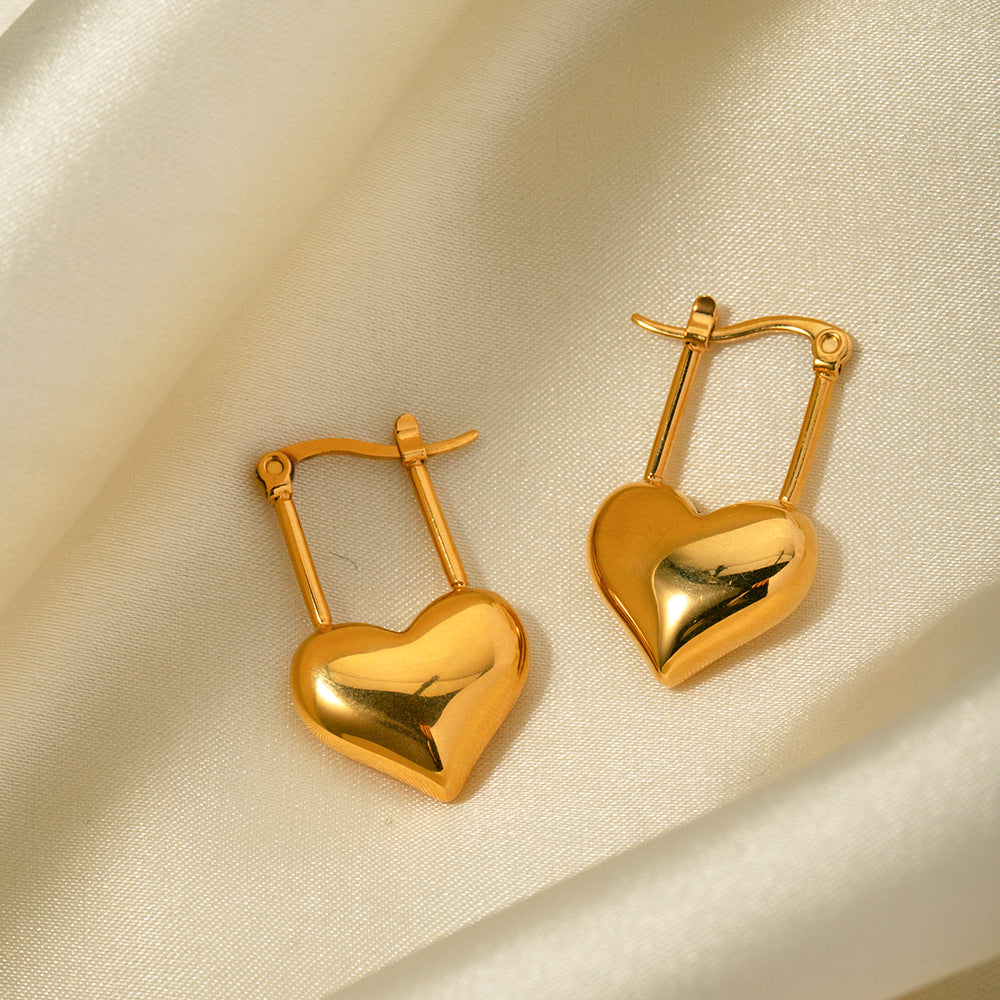 18K Heart Drop Earrings