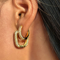 24K CZ U-Shaped Hoop Earrings