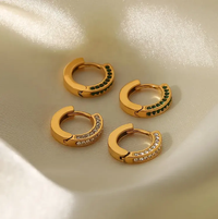 18K Clear Zircon Huggie Hoop Earrings