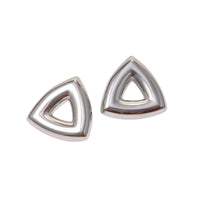Silver Hollow Triangle Statement Earrings