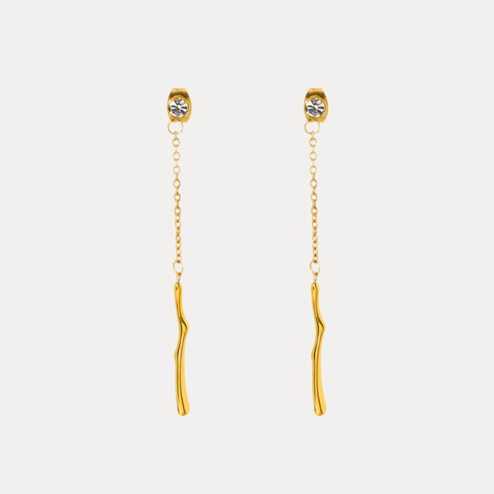 Studded Tassel Drops in 18K Gold-Plating