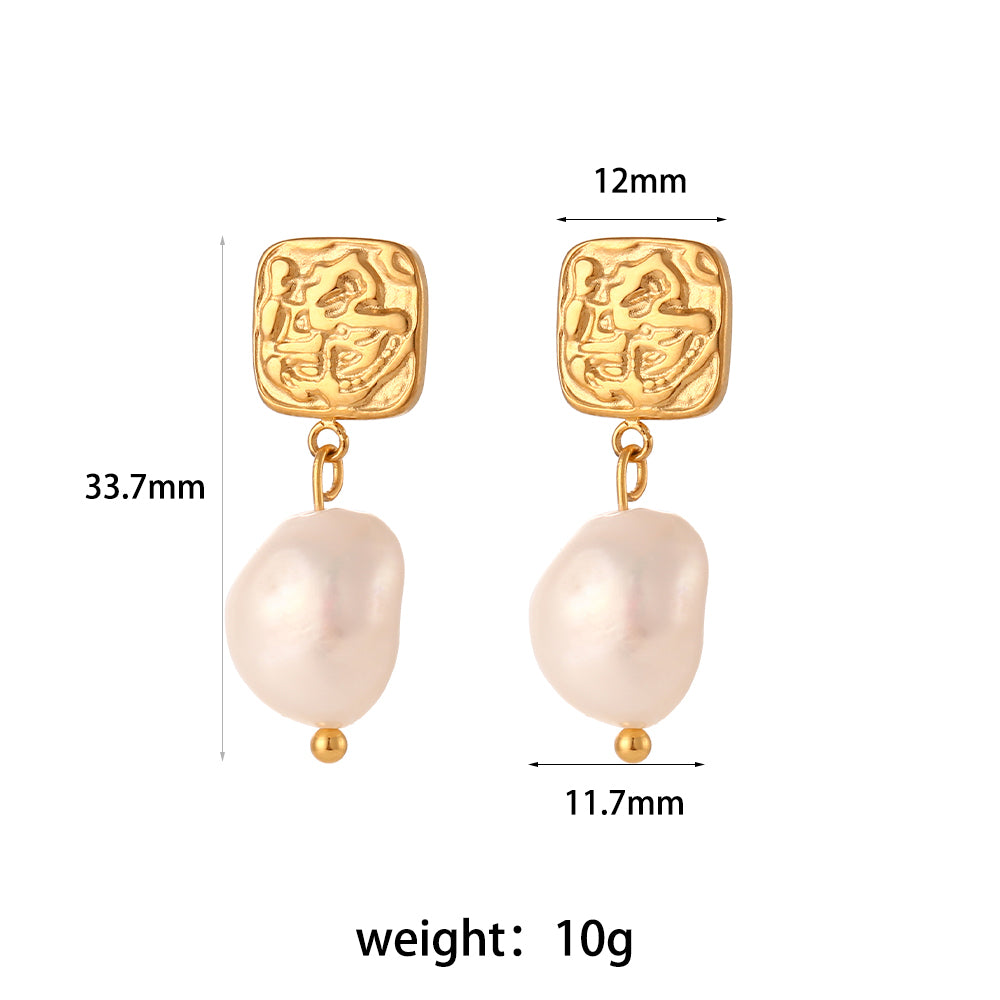 18K Baroque Freshwater Pearl Stud Drop Earrings