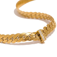 18K Cuban CZ Statement Necklace