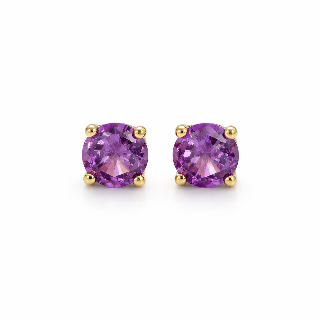 14K Amethyst Round Stud