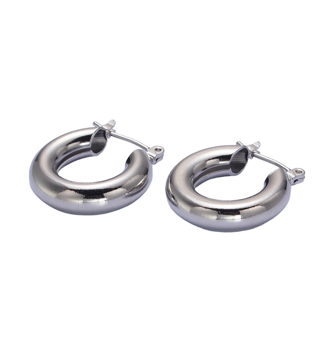 Silver 20mm Classic Wide Dome Hoop Earrings