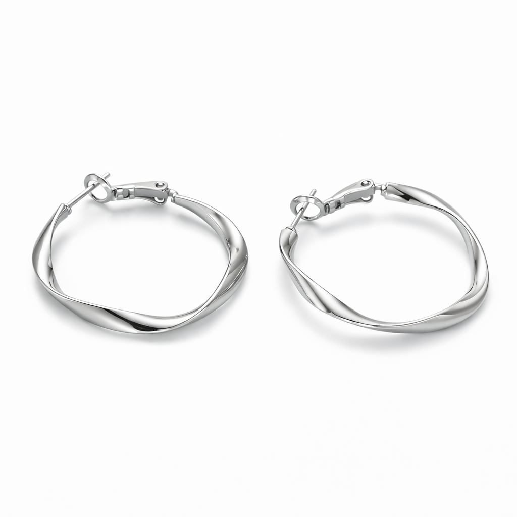 Silver Irregular Medium Hoops