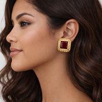 18K Vintage Red Statement Studs