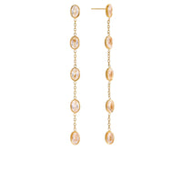 18K Oval Bezels Dainty Dangling Earrings