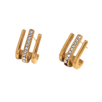 Triple Mini Open Studs in 18K Gold-Plating with Cubic Zirconia