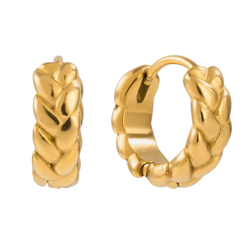 18K Braided Mini Hoops