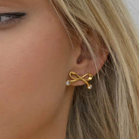 18K Bow CZ Studs