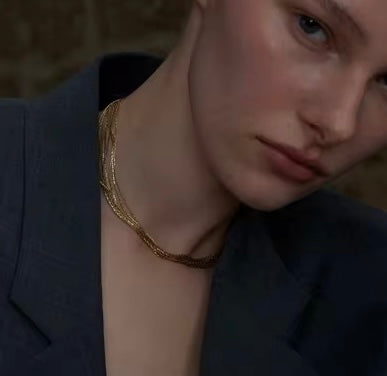 18K Dainty Wire Layered Necklace