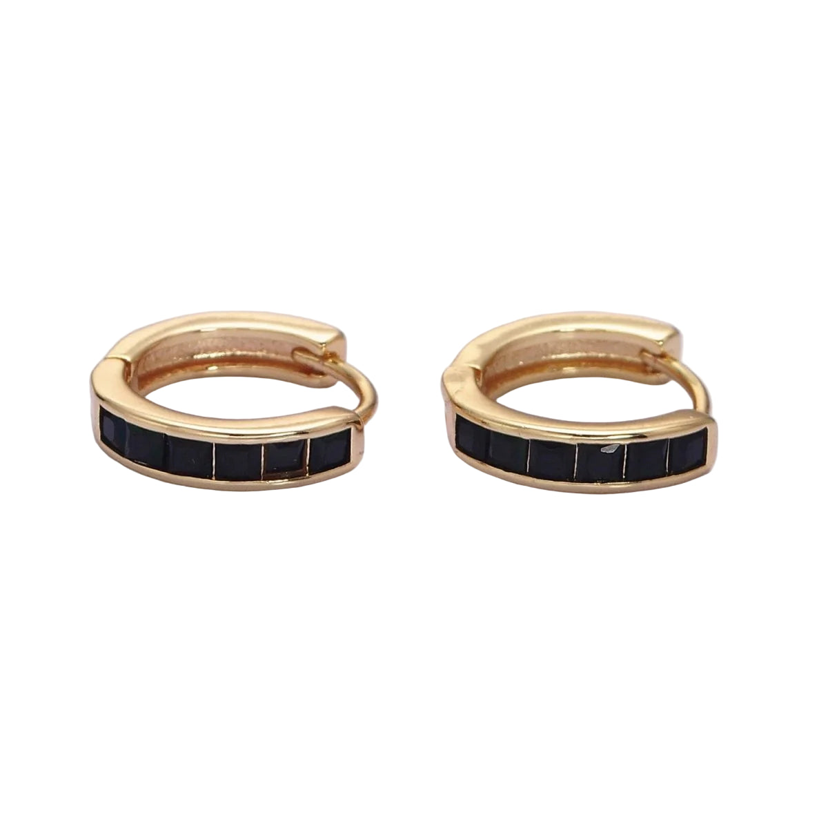 14K Onyx Lined Huggies