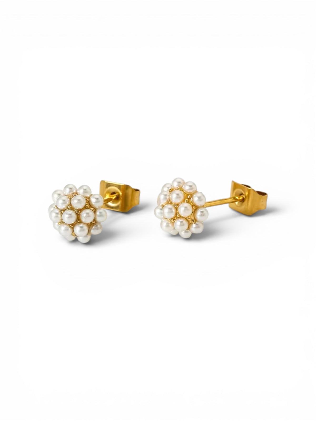 18K Dainty Mini Pearls Round Studs