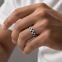 Silver Checkered Black and White