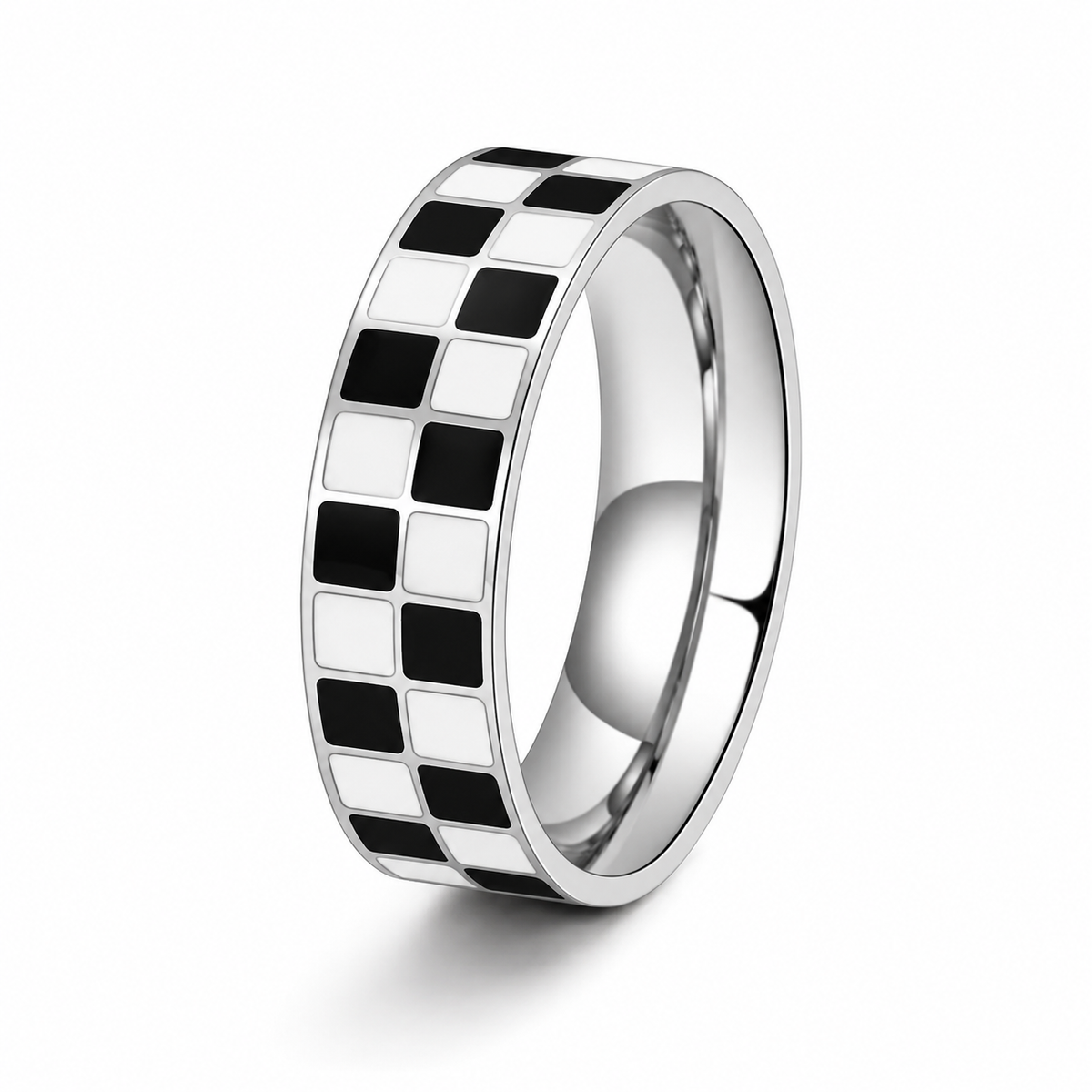 Silver Checkered Black and White