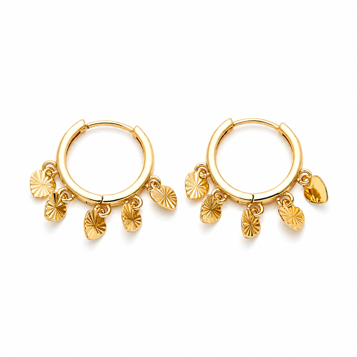 18K Star Charm Huggie Hoops