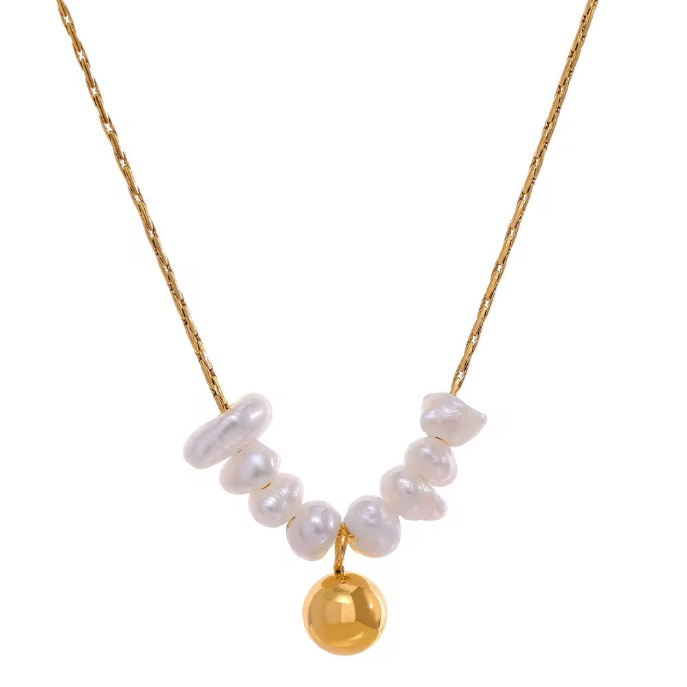 18K Dainty Fresh Water Pearl Round Pendant