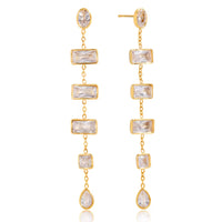 18K Victoria Bezels Dainty Dangling Earrings