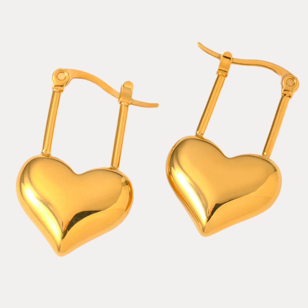 18K Heart Drop Earrings