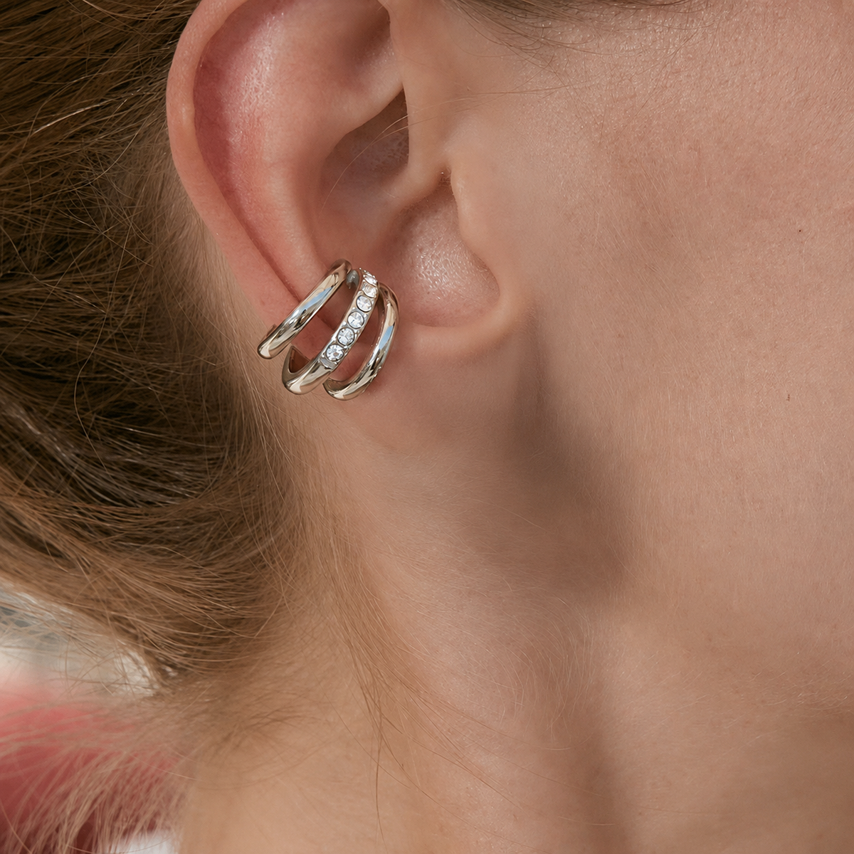 Silver Triple Layer Ear Cuff