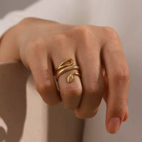 18K Snake Textured Wrap Ring