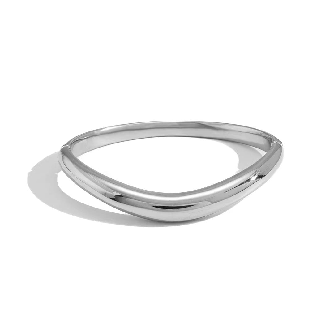 Silver Smooth Irregular Shape Bangle