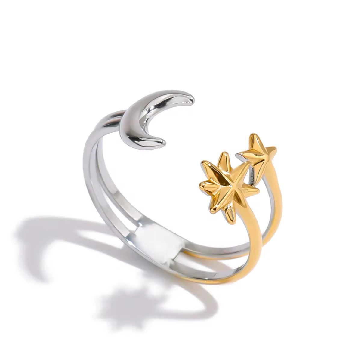 Two Tone Star Adjustable Ring