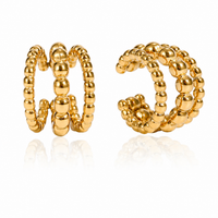 18K Beaded Three Layer Ear Cuff