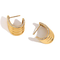 Irregular C Hoops in 18K Gold-Plating or Silver with Cubic Zirconia