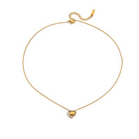 18K 3D Heart CZ Lined Necklace