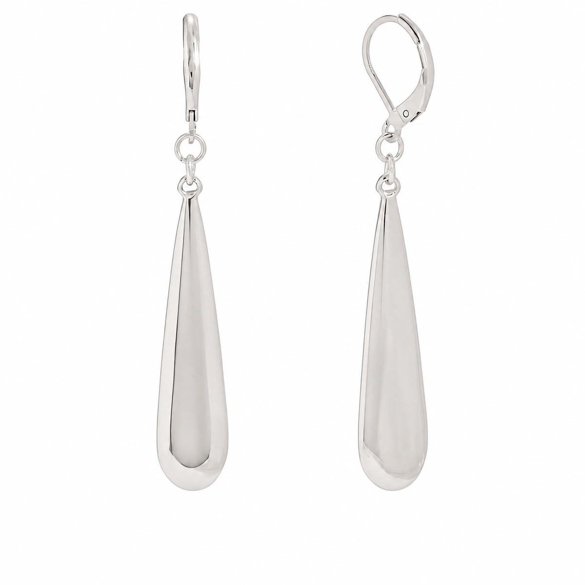 Silver Smooth Water Drop Dangle Earring