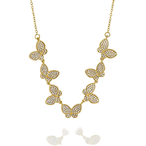 18K Butterfly CZ Links Necklace