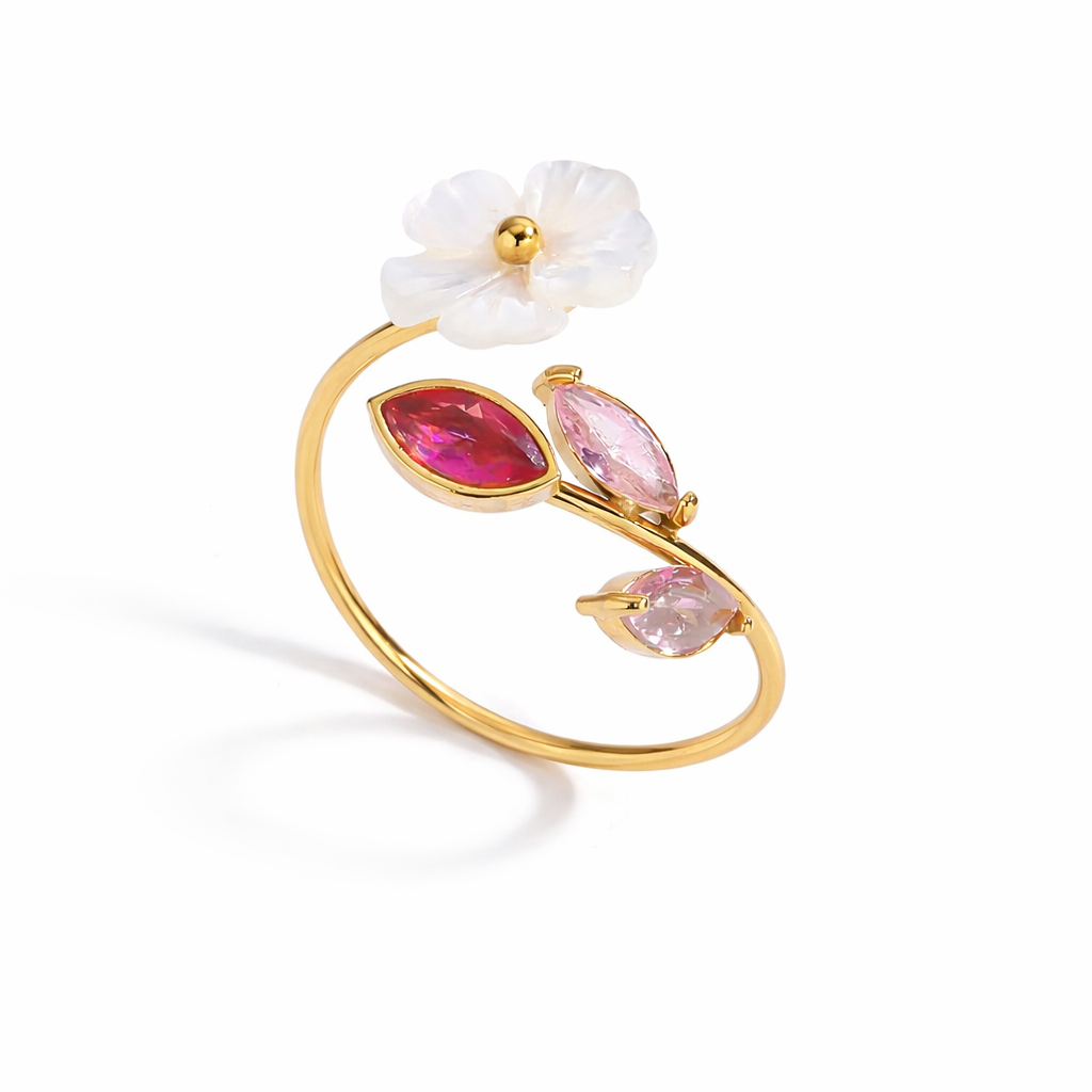 18K Blush Flower Ring
