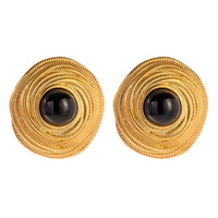 18K Black Agate Statement Earrings