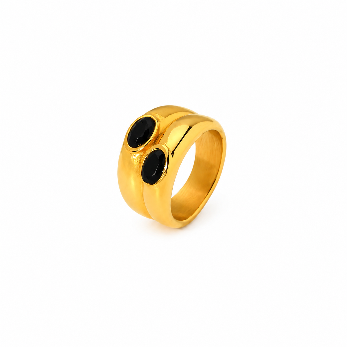 18K Onyx Double Layer Ring
