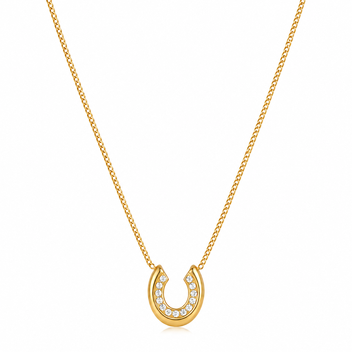18K U CZ Horseshoe Necklace