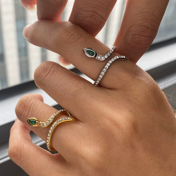 Snake Emerald Eyes Adjustable Ring