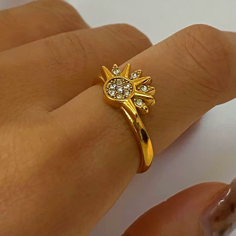18K Sun Marquise Open Ring